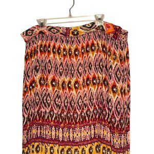 chaudry kc XL Crinkle Peasant Gipsy Skirt Orange/Pink/Yellow Boho Y2K Career